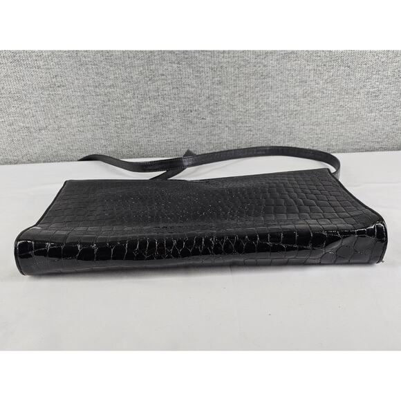 CARLOS FALCHI VINTAGE RARE BLACK CROC HANDBAG W/ SNAP CLOSURE 12.5" L X 6" H - Picture 9 of 14